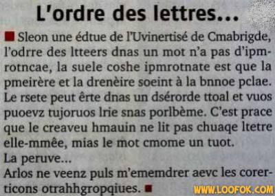 L'ordre des lettres