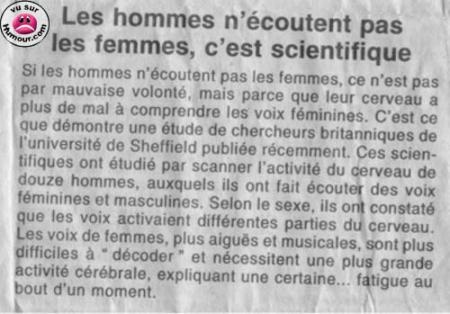 les hommes n'écoutent pas les femmes, c'est scientifique